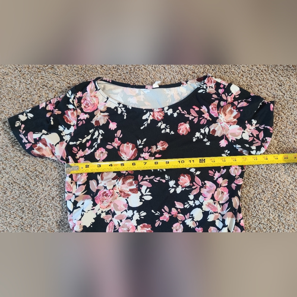 Pink Blush Maternity Medium Floral Rose Black Dress